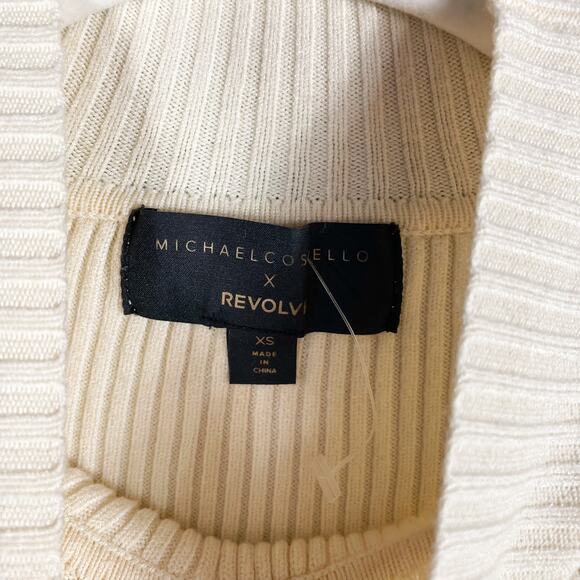 Michael Costello Dani Layered Bra Mini Dress Cream Knit Cutout Long Sleeve Sz XS - Picture 8 of 13